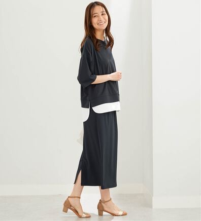 BELLUNA（ベルーナ）の「【セットアップ】重ね着風プルオーバー＆スカートセット（アンサンブル）」