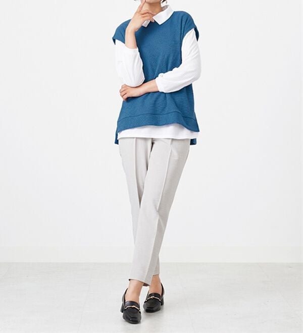 BELLUNA（ベルーナ）の「【新色追加】&ldquo;2点セット&rdquo;あぜ素材ベストアンサンブル（アンサンブル）」｜詳細画像