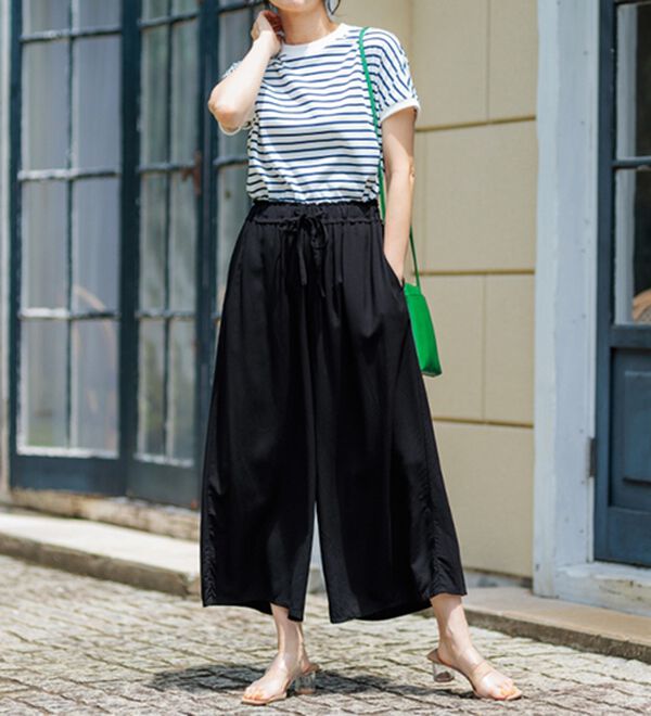 BELLUNA（ベルーナ）の「【接触冷感】レーヨン素材プリントワイドパンツ（ワイドパンツ・ガウチョ）」｜詳細画像