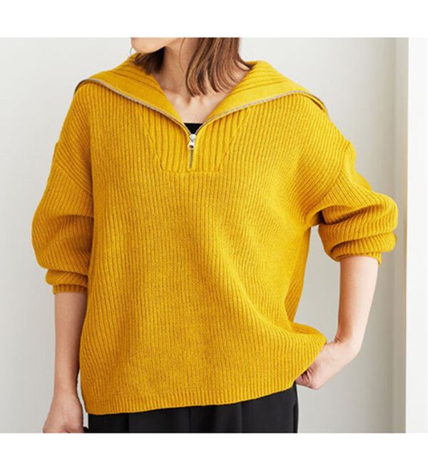 BELLUNA（ベルーナ）の「あぜ編ハーフジップニットプルオーバー（ニット・セーター）」｜詳細画像