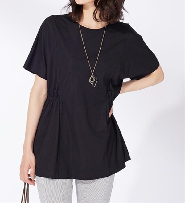 BELLUNA（ベルーナ）の「サイドギャザー使い細見えチュニック（チュニック）」｜黒