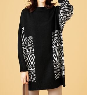 BELLUNA（ベルーナ）の「【Ｌａｇｒｉｌｕａ】幾何柄ジャカード編ニットチュニック（チュニック）」｜黒系