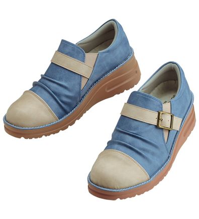 ルフラン（ルフラン）の「サッと履けるはっ水４Ｅ配色ベルトシューズ（フラットシューズ）」