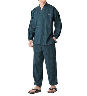 「＜クロコダイル＞ざっくり木綿の綿１００％お洒落作務衣（メンズ和装・浴衣・和装グッズ）」｜ネイビー