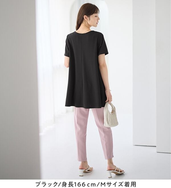 alotta（アロッタ）の「【接触冷感】さらっと快適！高見えフレアーロングチュニックＴシャツ（チュニック）」｜詳細画像