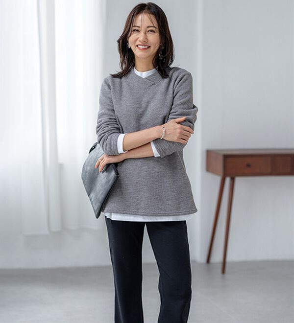 BELLUNA（ベルーナ）の「【静電気防止】ニットが苦手な方にも優しいプルオーバー（カットソー）」｜詳細画像