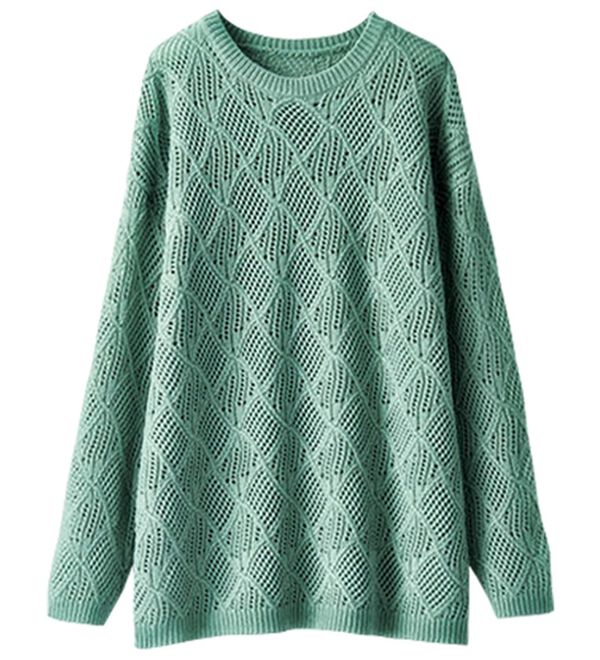 BELLUNA（ベルーナ）の「リーフ柄透かし編ニットチュニック（チュニック）」｜詳細画像