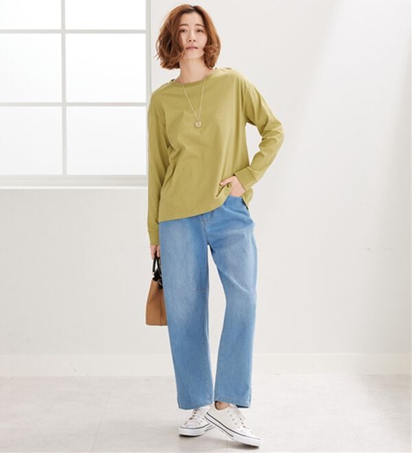 BELLUNA（ベルーナ）の「綿１００％大人顔サマ見え裾タックデザインプルオーバー（カットソー）」｜詳細画像