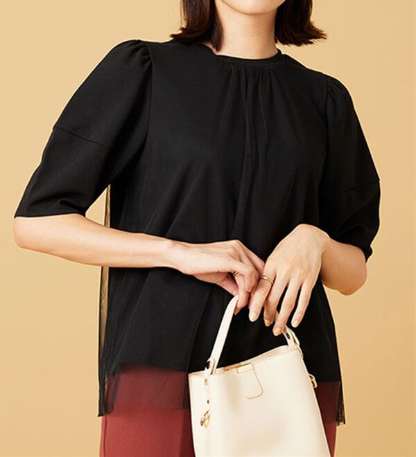 BELLUNA（ベルーナ）の「ランタンスリーブチュール重ねプルオーバー（カットソー）」｜詳細画像