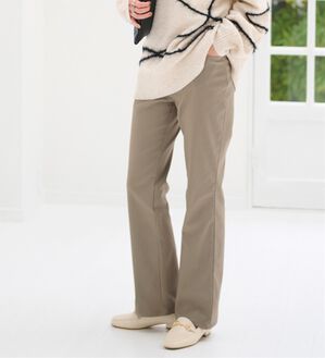 BELLUNA（ベルーナ）の「【選べる裏起毛】静電気防止！ブーツカットヘリンボーンパンツ（フルレングスパンツ）」｜グレージュ 裏起毛ナシ