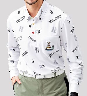2枚組】＜ロッキーラビット＞ゴルフデザイン総柄ポロシャツ