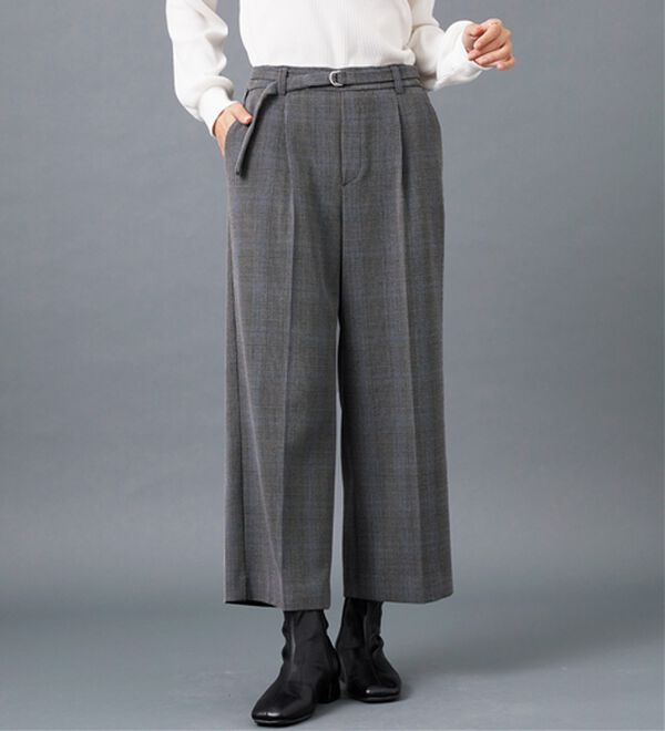 BELLUNA（ベルーナ）の「サマ見え（Ｗ）ベルト付ワイドパンツ（ワイドパンツ・ガウチョ）」｜詳細画像