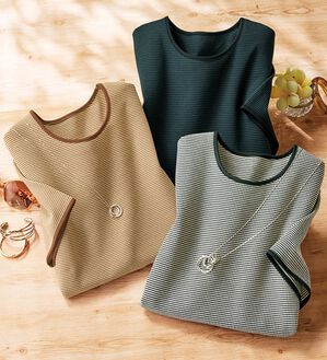 ルフラン（ルフラン）の「【３色組】シックなジャカードＴプルオーバー（カットソー）」｜詳細画像