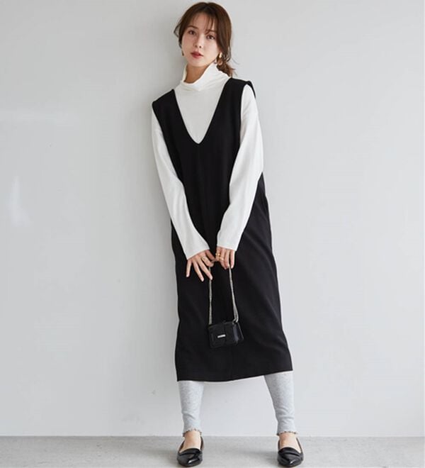 RANAN（ラナン）の「【選べる2丈】細見えが叶うジャンパースカート（ジャンパースカート）」｜ブラック