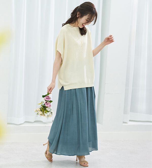 BELLUNA（ベルーナ）の「スカート見えシアーワイドスカーチョ（フルレングスパンツ）」｜詳細画像