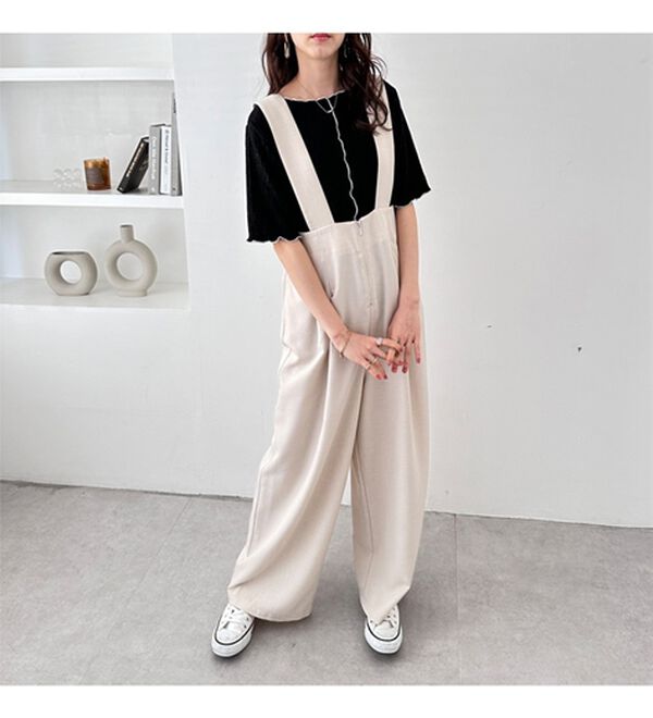 GeeRA（ジーラ）の「フロントジップハイウエストサロペット（オールインワン）」｜詳細画像