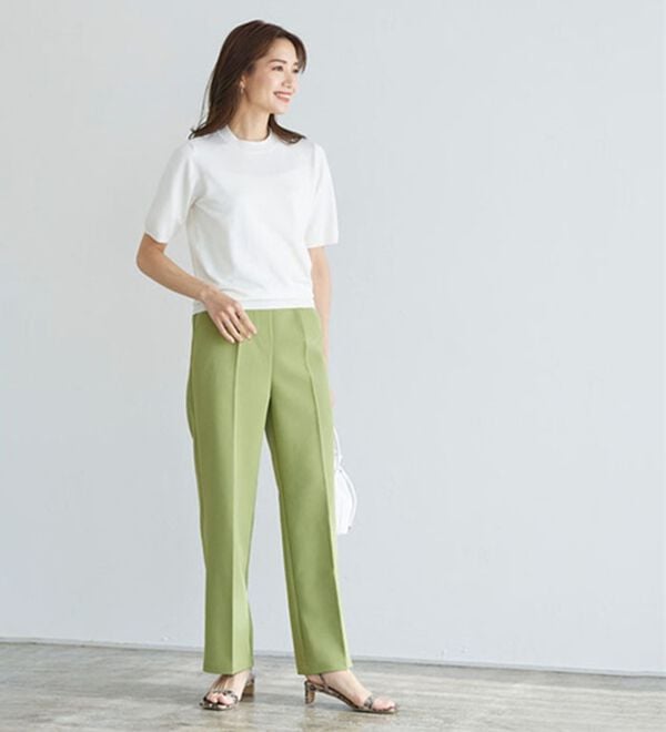 Pierrot（ピエロ）の「【洗濯機で洗える】【ＵＶカット】シルクタッチ半袖ニット（ニット・セーター）」｜詳細画像