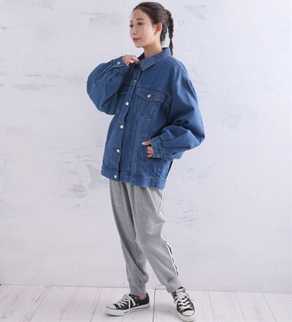 A HAPPY MARILYN（アハッピーマリリン）の「【Ｌ～８Ｌ】ゆったりシルエットのオーバーサイズデニムジャケット（その他ジャケット）」｜詳細画像
