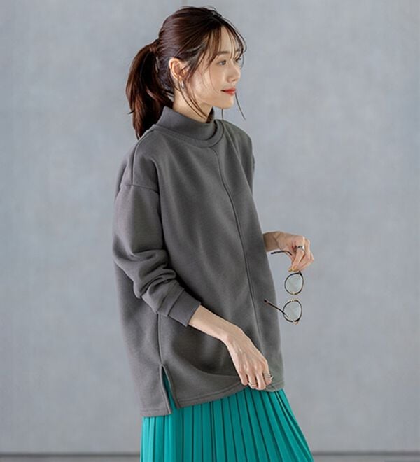 BELLUNA（ベルーナ）の「リブ使いがかわいい裏起毛トレーナー（チュニック）」｜詳細画像