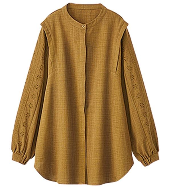 BELLUNA（ベルーナ）の「麻調素材袖刺しゅうデザインブラウス（ブラウス）」｜詳細画像