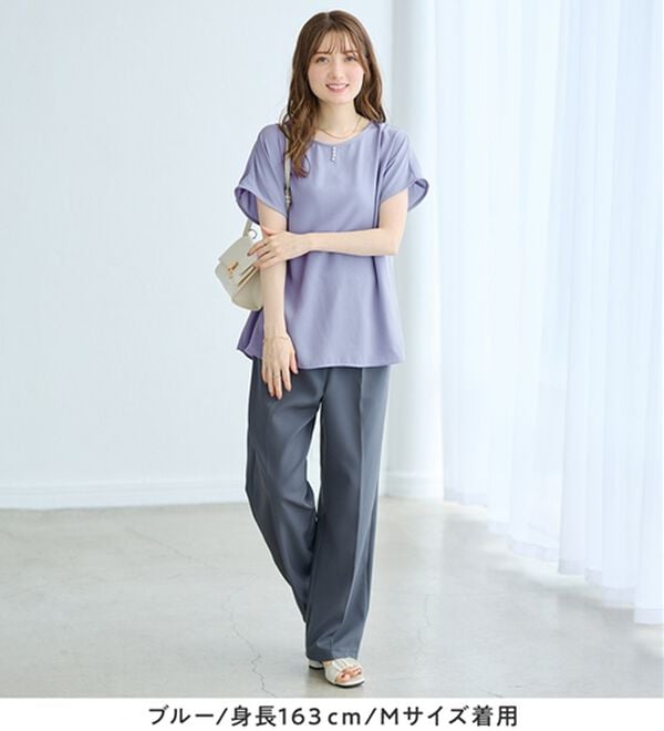 alotta（アロッタ）の「【イージーケア】パール調ボタンデザインブラウス（ブラウス）」｜詳細画像