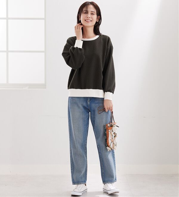 BELLUNA（ベルーナ）の「幾何柄ジャカード配色リブプルオーバー（カットソー）」｜詳細画像