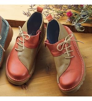 ルフラン（ルフラン）の「アビータ　サイドレースアップ　配色カジュアルシューズ（スニーカー）」｜トマト