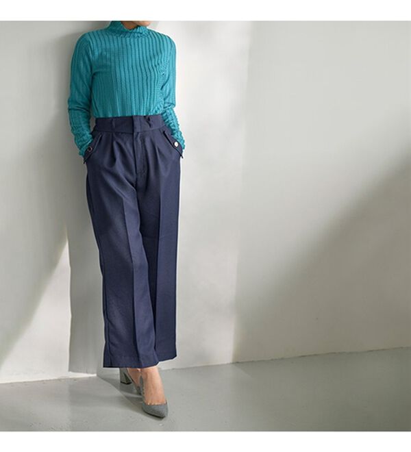 RANAN（ラナン）の「ボタンデザインハイウエストワイドパンツ（フルレングスパンツ）」｜詳細画像