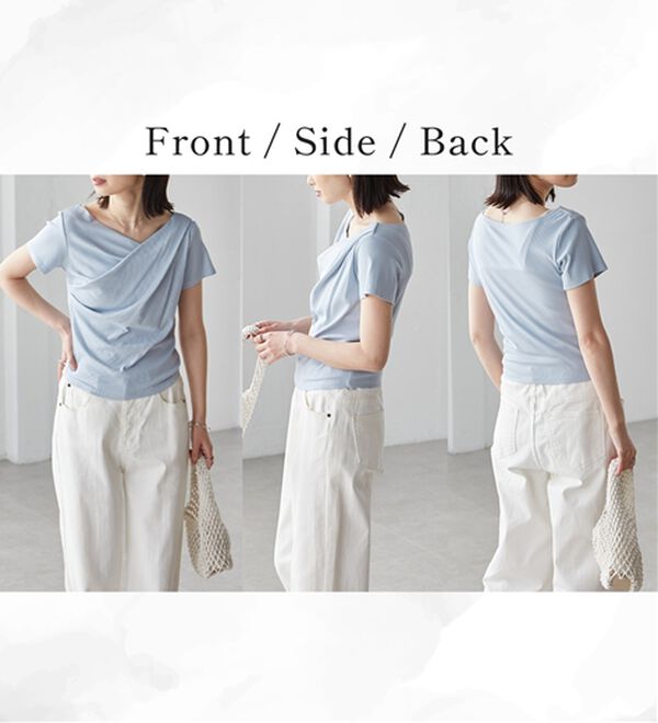 RANAN（ラナン）の「【新色追加】ひんやり上品ドレープリブTシャツ（カットソー）」｜詳細画像