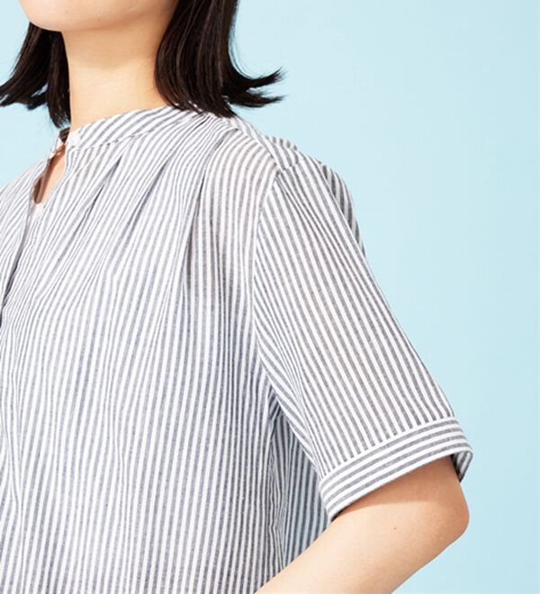 BELLUNA（ベルーナ）の「綿１００％バンドカラーシャツブラウス（ブラウス）」｜詳細画像