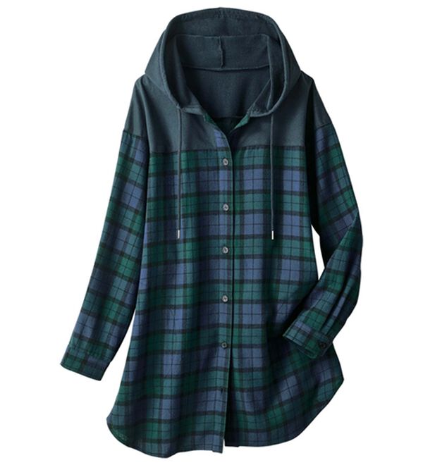 ルフラン（ルフラン）の「【２色組】ずっと活躍！異素材使いシャツパーカー（パーカー）」｜詳細画像