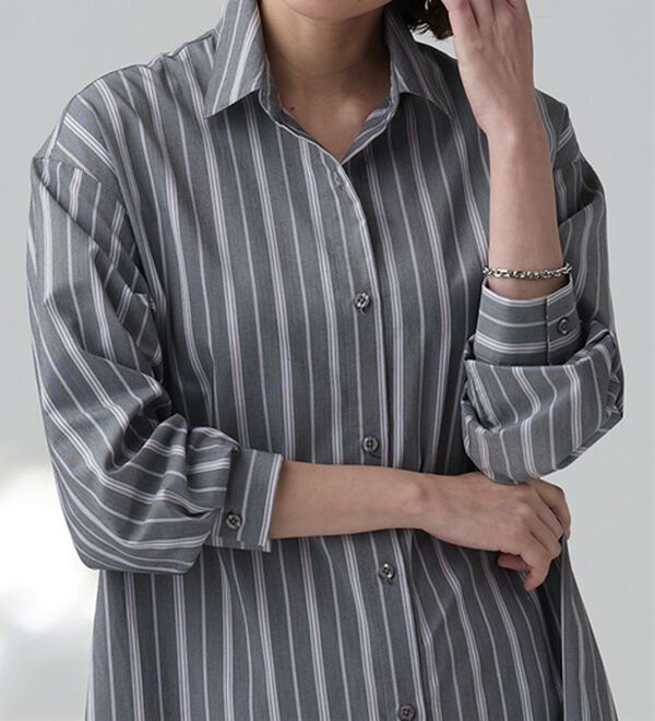 BELLUNA（ベルーナ）の「＜ＳＯＬＯＴＥＸ（Ｒ）＞ストレッチシャツワンピース（シャツワンピース）」｜詳細画像