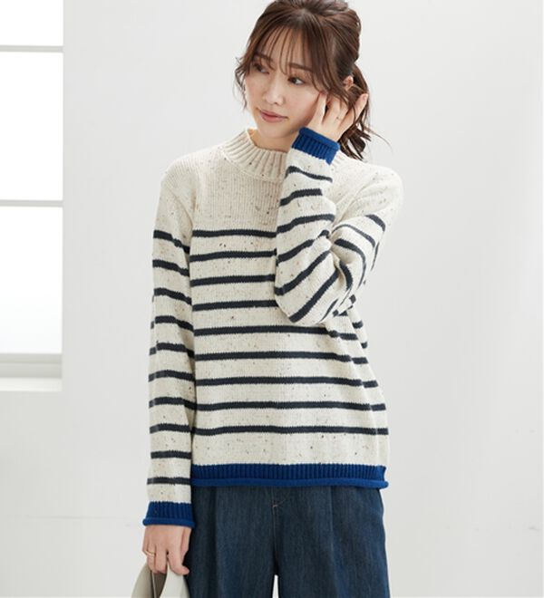 BELLUNA（ベルーナ）の「カラーネップ入り配色ボーダープルオーバー（カットソー）」｜詳細画像