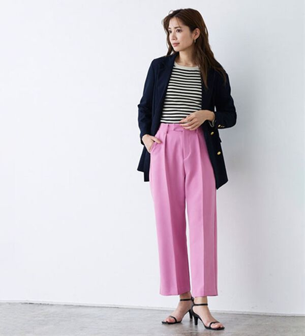 Pierrot（ピエロ）の「【選べるネック】パワーショルダーリブニット（ニット・セーター）」｜詳細画像