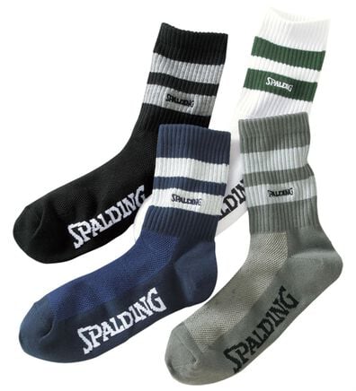 「【４足組】＜スポルディング＞メガメッシュラインソックス（メンズ靴下・タイツ）」