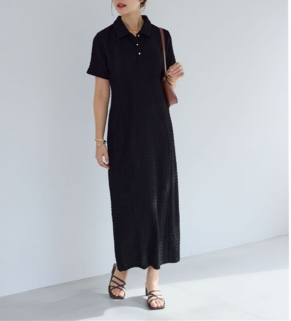 alotta（アロッタ）の「ゴールドボタンポロワンピース（カットソーワンピース）」｜詳細画像