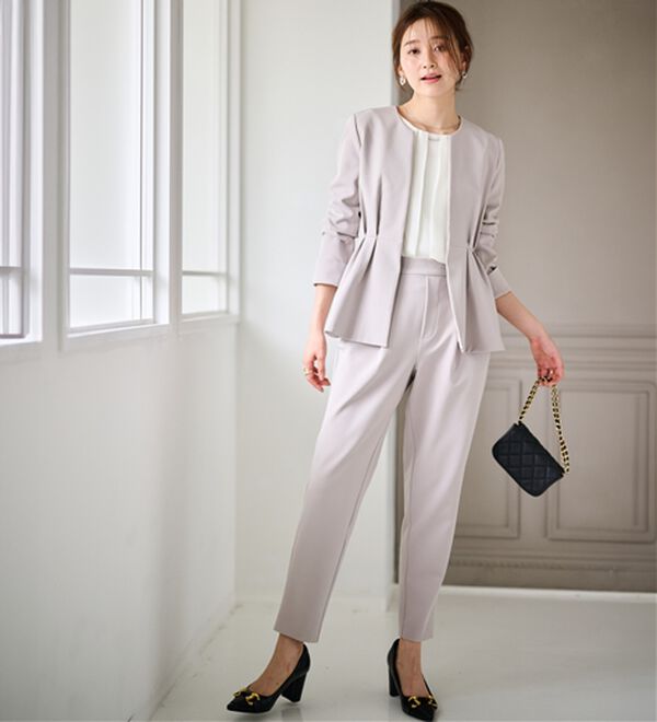 RANAN（ラナン）の「ノーカラーペプラムパンツスーツ（パンツスーツ）」｜詳細画像