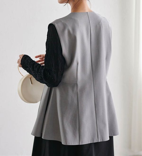 RANAN（ラナン）の「機能付！麻調素材ペプラムジレベスト（ジレ）」｜詳細画像