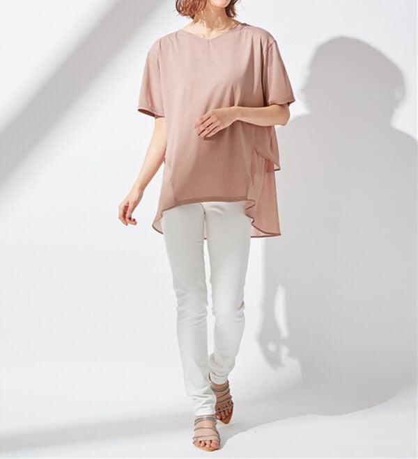 alotta（アロッタ）の「【接触冷感】バックシフォン切替チュニック（チュニック）」｜詳細画像