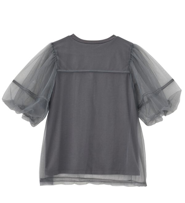 RANAN（ラナン）の「【ひんやり】チュールレイヤードパフスリーブTシャツ（カットソー）」｜詳細画像