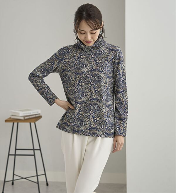 BELLUNA（ベルーナ）の「テンセル（ＴＭ）繊維・コットンプリントプルオーバー（カットソー）」｜詳細画像