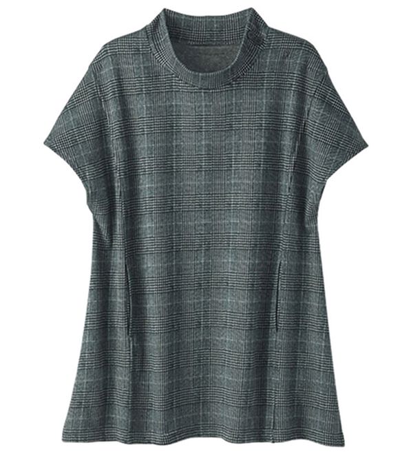 BELLUNA（ベルーナ）の「まるで着る毛布！裏ファーフレンチスリーブボタン使いベスト（ベスト）」｜グレンチェック