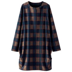 BELLUNA（ベルーナ）の「あったか蓄熱保温コクーンチュニック（チュニック）」｜ブラウン系チェック