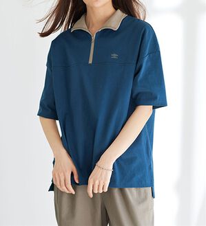 BELLUNA（ベルーナ）の「＜ｕｍｂｒｏ＞ハーフジッププルオーバー（カットソー）」｜ネイビー／ベージュ