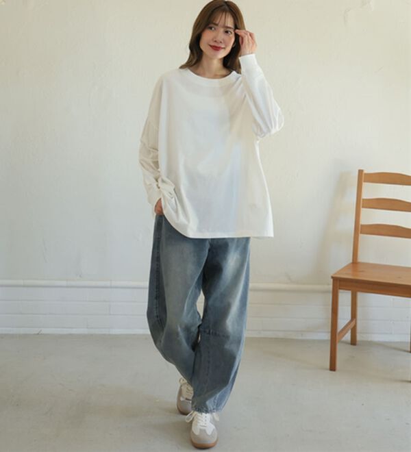 A HAPPY MARILYN（アハッピーマリリン）の「【Ｌ～８Ｌ】綿１００％！ゆったり袖リブＴシャツ（Tシャツ）」｜詳細画像