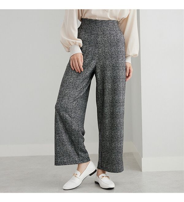 BELLUNA（ベルーナ）の「ぐんぐん伸びてラク！ジャカードワイドパンツ（ワイドパンツ・ガウチョ）」｜詳細画像