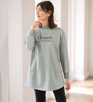 BELLUNA（ベルーナ）の「裏毛リブデザイン大人のロゴチュニック（カットソー）」｜杢グレー