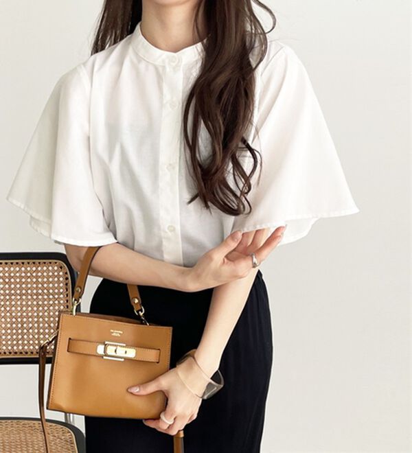 GeeRA（ジーラ）の「フレアー袖バンドカラーブラウス（ブラウス）」｜詳細画像