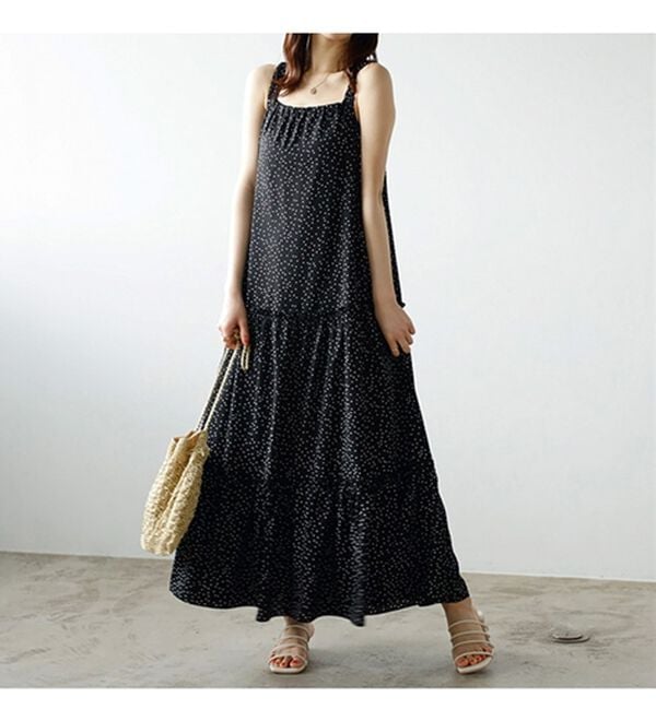 GeeRA（ジーラ）の「ドット柄ティアードマキシワンピース（その他ワンピース）」｜詳細画像