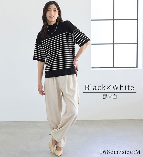 BELLUNA（ベルーナ）の「Ｔシャツが苦手な方に！ひんやり綿混ニットＴ【選べるデザイン】（ニット・セーター）」｜詳細画像